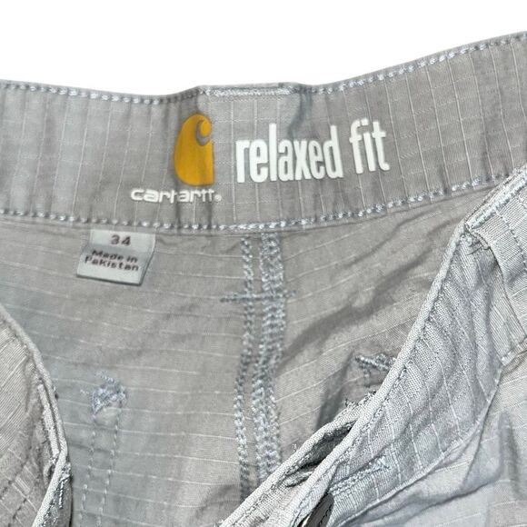 Carhartt Cargo Shorts Men 34/10 Relaxed Fit Stretch Canvas Rugged Flex Grey - Picture 4 of 4